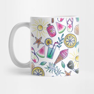 Summer Beach Day Objects Watercolor Mug